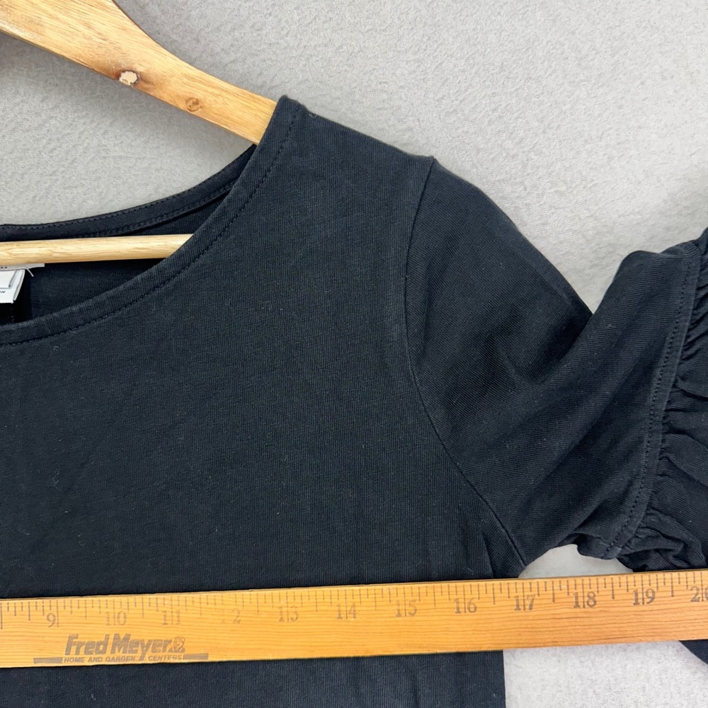J.CREW T-Shirt Dress Womens XS Black Ruffle Sleeve Minimalist Career Preppy - Picture 6 of 8